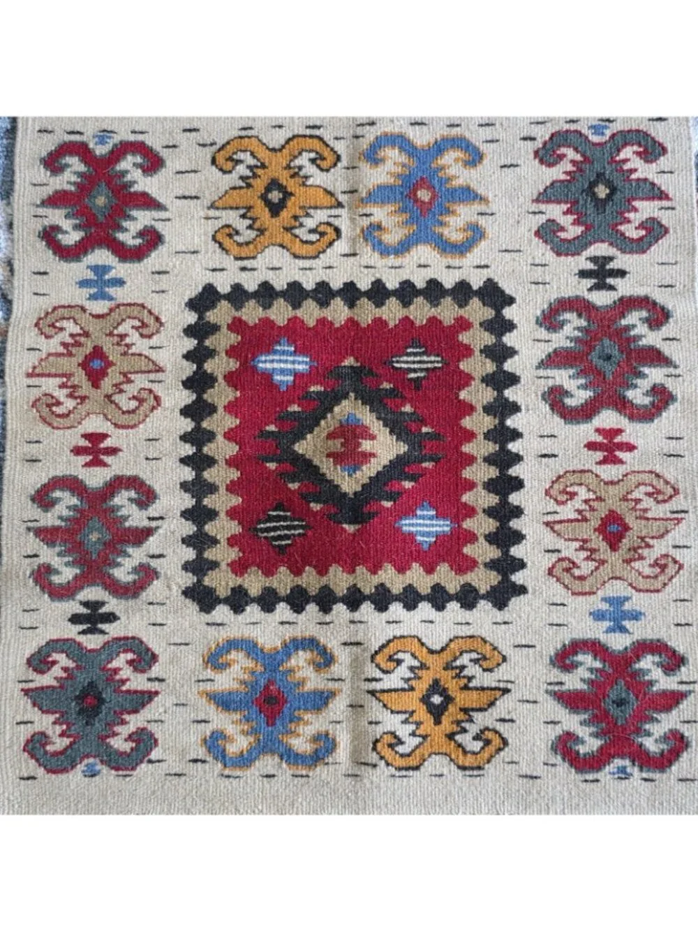 Vtg Prayer Rug, Wool, Hand Knotted, 26